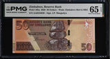 Zimbabwe 50 Dollars 2020 P 105 a Gem UNC PMG 65 EPQ , Grade Note