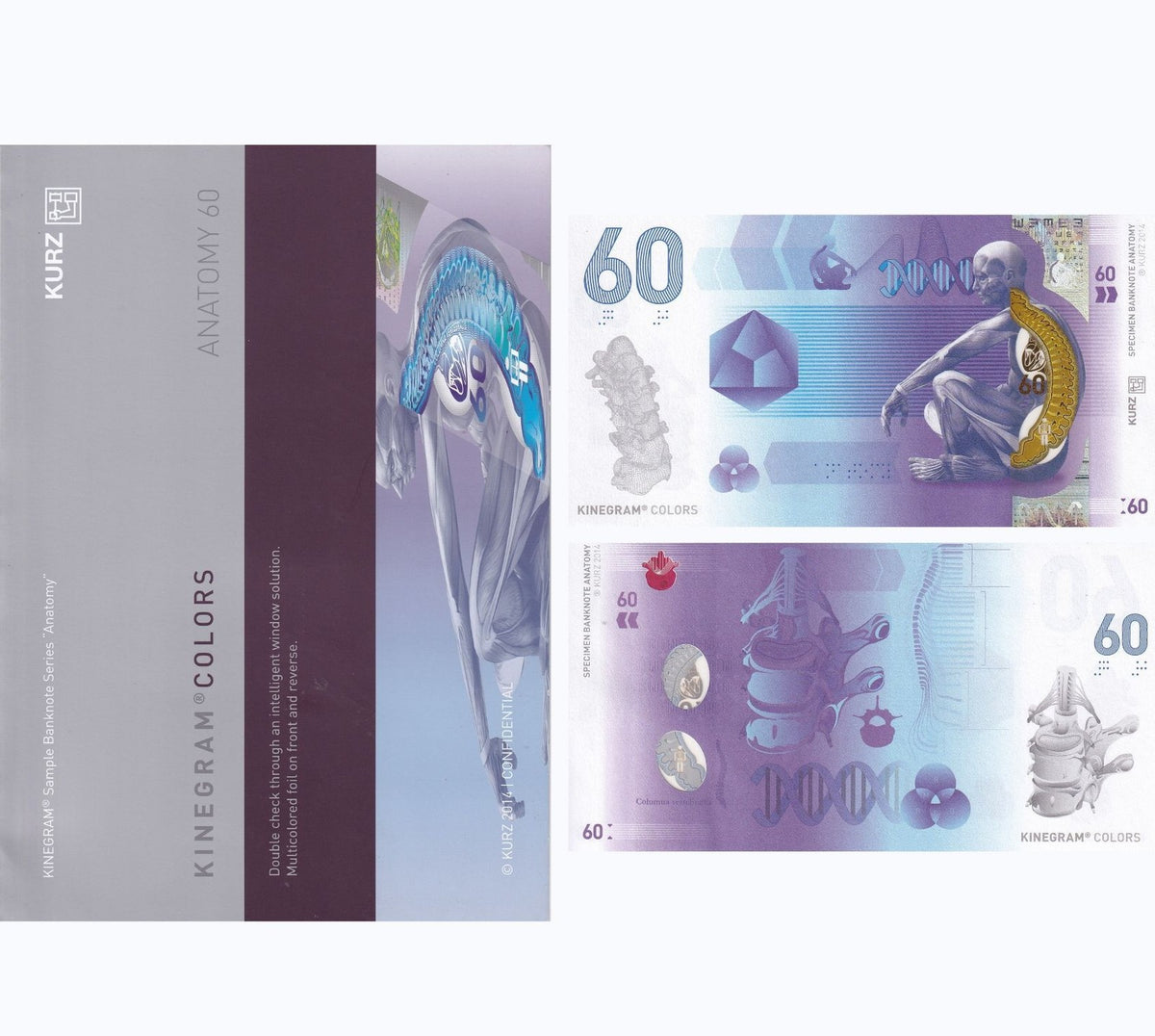TEST NOTE , Kurz, Kinegram Colors, Anatomy 60th ,Color shifting, W folder