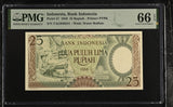 Indonesia 25 Rupiah 1958 P 57 Gem UNC PMG 66 EPQ