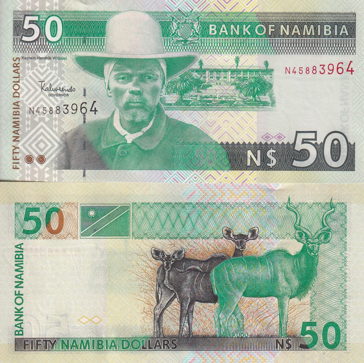 Namibia 50 Dollars ND 2003 P 8 UNC , Captain Hendrik Witbooi , G&D