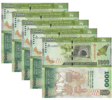 Sri Lanka 1000 Rupees 2022 P 127 NEW Date & Sign UNC LOT 5 PCS  , parrot