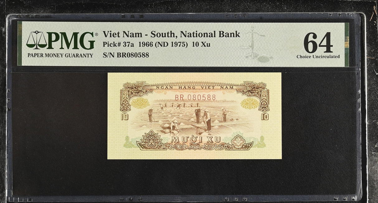 South Vietnam 10 Xu 1966 ND 1975 P 37 a Choice UNC PMG 64