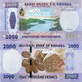Rwanda SET 2 UNC 2000 5000 FRANCS 2024 P 44 45 ,Lake Kivu ,Kigali Convention