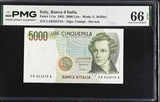Italy 5000 Lire 1985 P 111 a Gem UNC PMG 66 EPQ