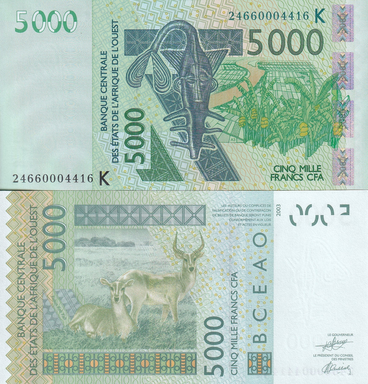 Ivory Coast West African States 5000 Francs 2024 P 717 K UNC