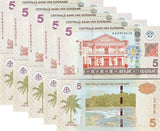 Suriname 5 Dollars 2012 P 162 b UNC LOT 5 PCS