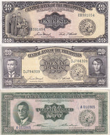 Philippines Set 3 UNC 10 20 200 Pesos ND 1949 P 136 137 140