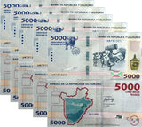 Burundi 5000 Francs 2022/2023 P 58 UNC LOT 5 PCS