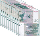 Congo 20 Centimes 1997 P 83 UNC LOT 10 PCS