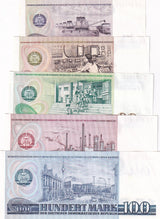 Germany DDR SET 5 AU-UNC 5 10 20 50 100 MARK  1971-1975 P 27 28 29 30 31