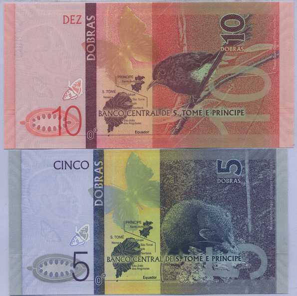 Saint Thomas & Prince Set 2 Pcs 5 10 Dobras 2020/2021 All Paper P 76 77 Pair UNC