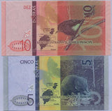 Saint Thomas & Prince Set 2 Pcs 5 10 Dobras 2020/2021 All Paper P 76 77 Pair UNC