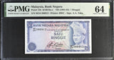 Malaysia 1 Ringgit ND 1981-1983 P 13 b Choice UNC PMG 64