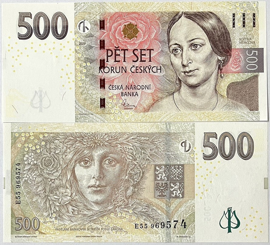 Czech Republic 500 Korun 2009 P 24 UNC Laureate Printer S. T. Cenin, Prague