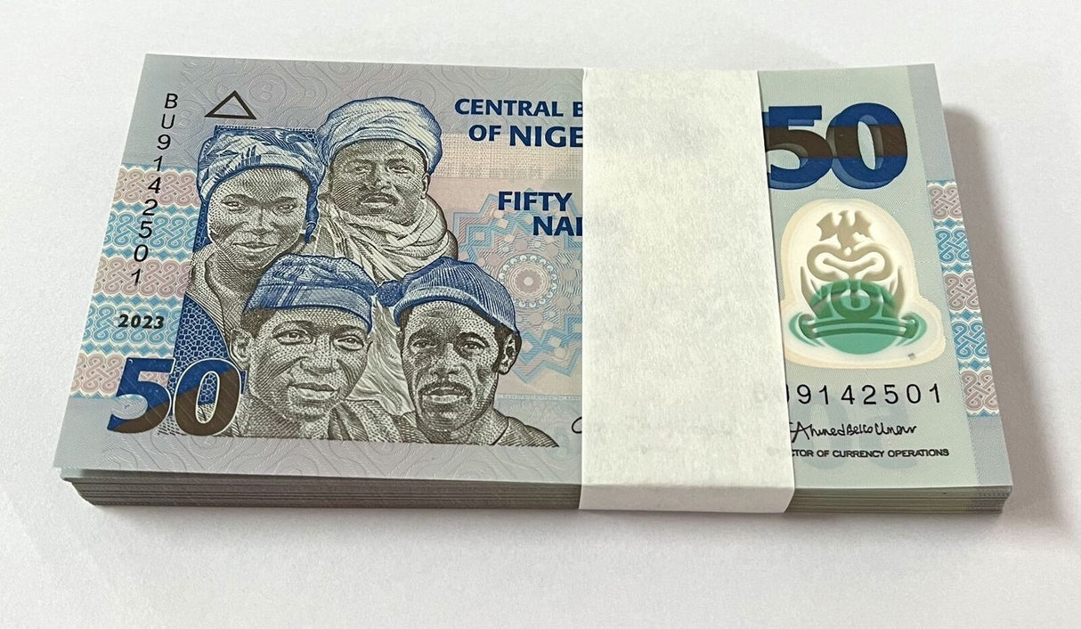 Nigeria 50 Naira Mixed Year P 40 Polymer UNC LOT 100 PCS 1 Bundle