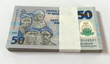 Nigeria 50 Naira Mixed Year P 40 Polymer UNC LOT 100 PCS 1 Bundle