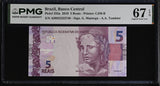 Brazil 5 Reais 2010 P 253 a Superb Gem UNC PMG 67 EPQ , Graded note