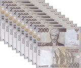 Indonesia 2000 Rupiah Random Year P 148 UNC LOT 10 PCS ,Dayak dancers