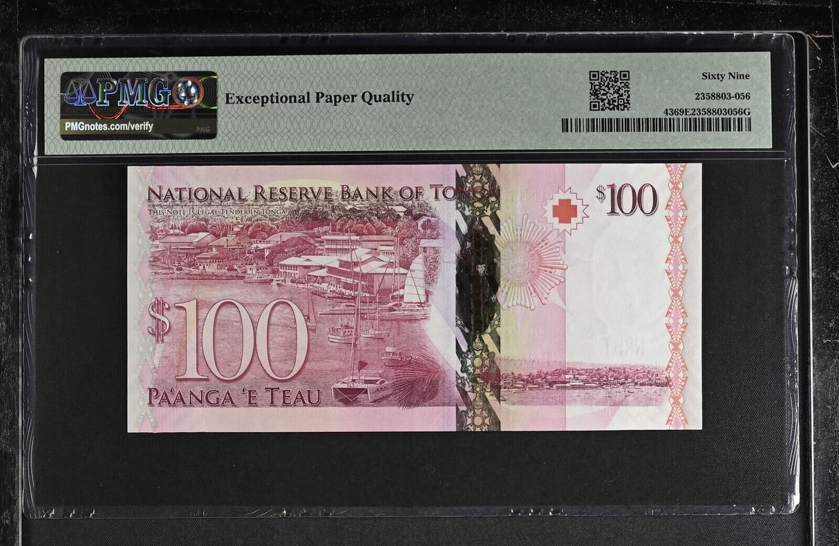 Tonga 100 Pa'anga ND 2008 P 43 Superb Gem UNC PMG 69 EPQ Top Pop