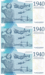 Set 3 The Battle of Britain 1940 Commemorative 2023 Britannia Pound Test Note