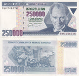 Turkey 250000 Lirasi 1970 ND 1998 P 211 UNC