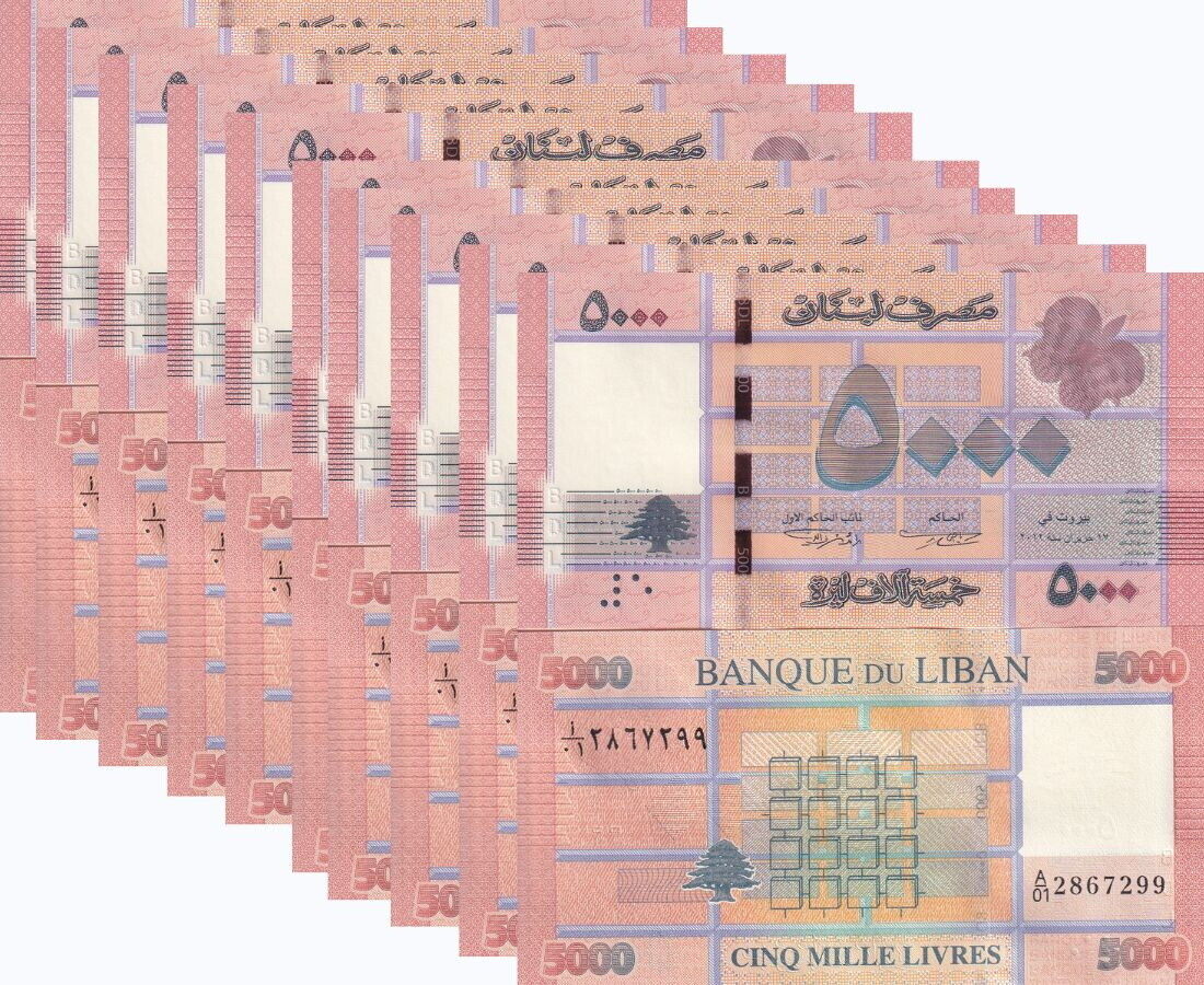 Lebanon 5000 Lives 2012 P 91 a UNC LOT 10 PCS