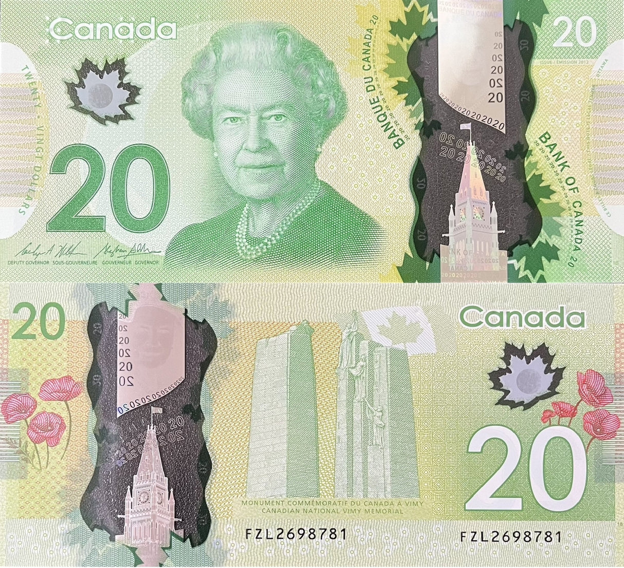 Canada 20 Dollars 2012 Polymer QEII P 108 Wilkins & Poloz UNC