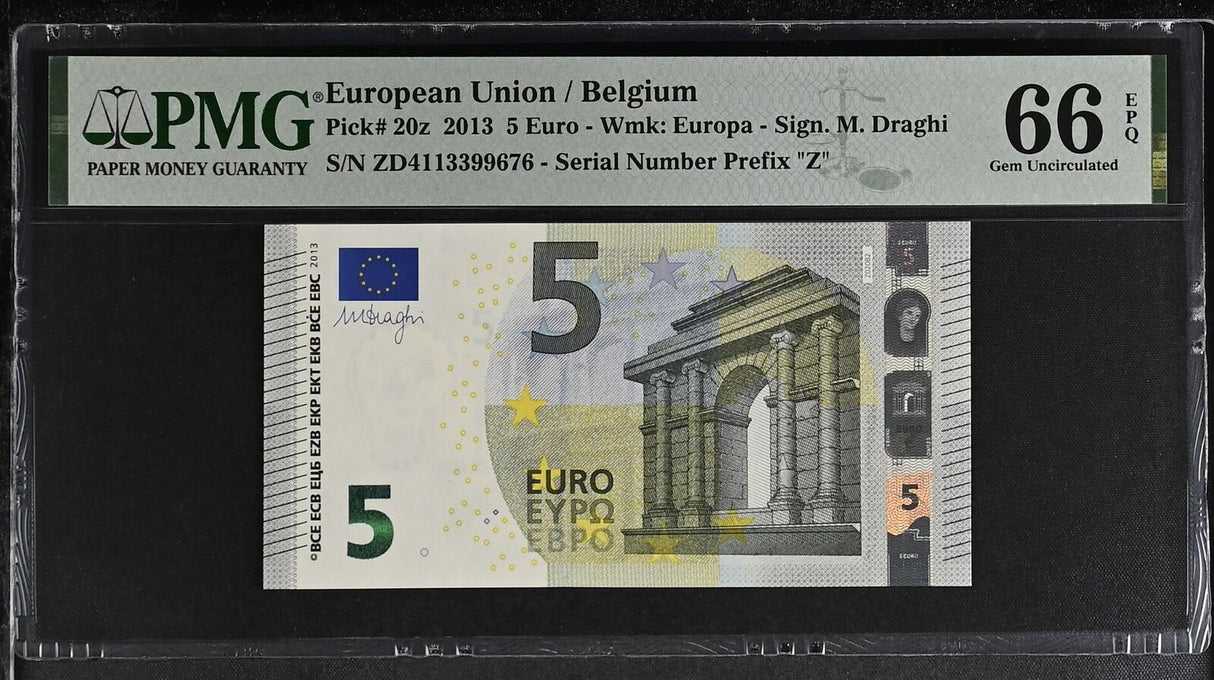 Euro 5 Euro 2013 Belgium P 20 z Gem UNC PMG 66 EPQ