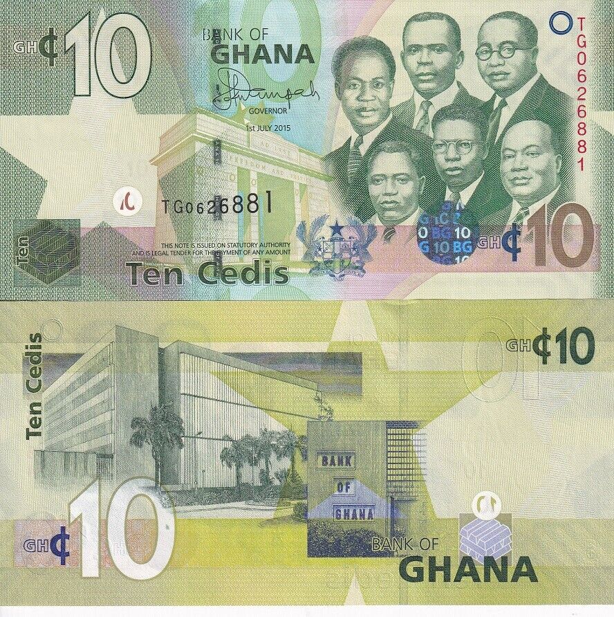 Ghana 10 Cedis 2015 P 39 f UNC