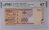 Swaziland 200 Emalangeni 2017 P 43 Superb Gem UNC PMG 67 EPQ