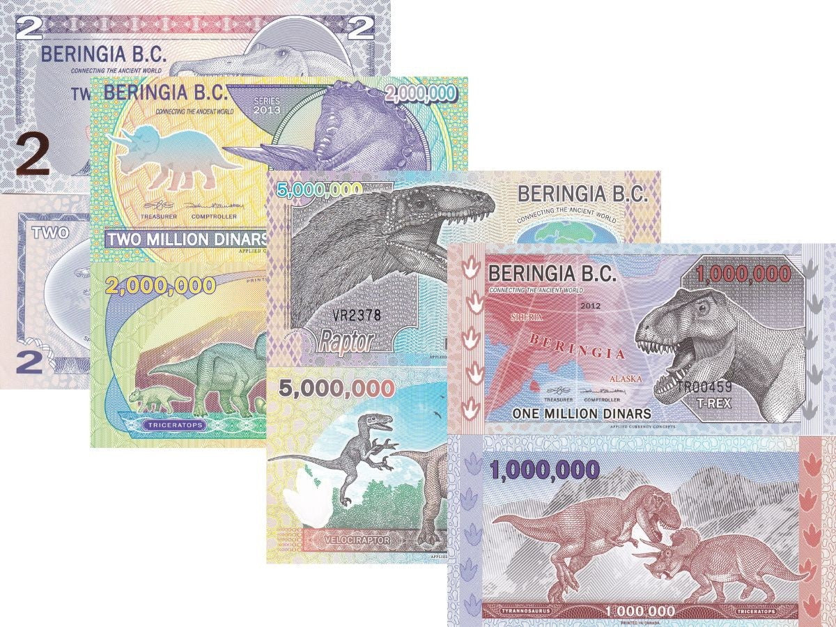Beringia B.C. Set 4 Pcs 2 1000000 2000000 5000000 Dinars 2012 2013 Polymer