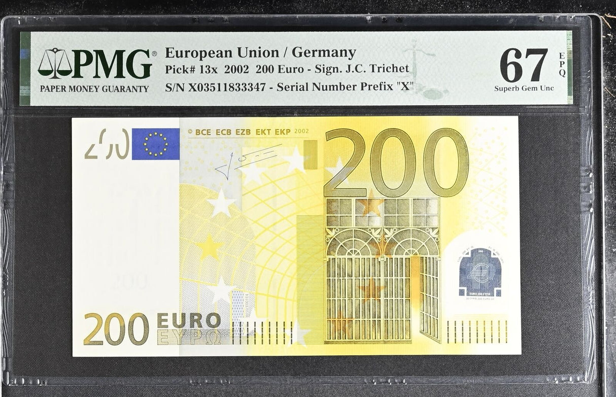 Euro 200 Euro 2002 Germany P 13 x Superb Gem UNC PMG 67 EPQ
