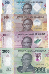 Angola Set 4 UNC 200 500 1000 2000 Kwanzas 2020/2025 P 160 - 163 Polymer
