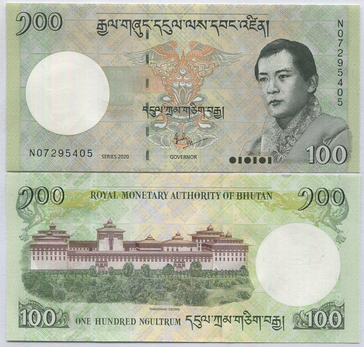 Bhutan 100 Ngultrum 2020 P 32 New Date New Sign UNC
