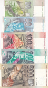 Slovakia Set 5 UNC 20 50 100 200 500 Korun 2000-2006 P 20 21 37 38 Commemorative