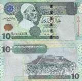 Libya 10 Dinars ND 2004 P 70 b UNC Omar el Mukhtar Sabha fortress