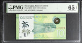 Nicaragua 10 Cordobas 2019 P 209 b Polymer Gem UNC PMG 65 EPQ