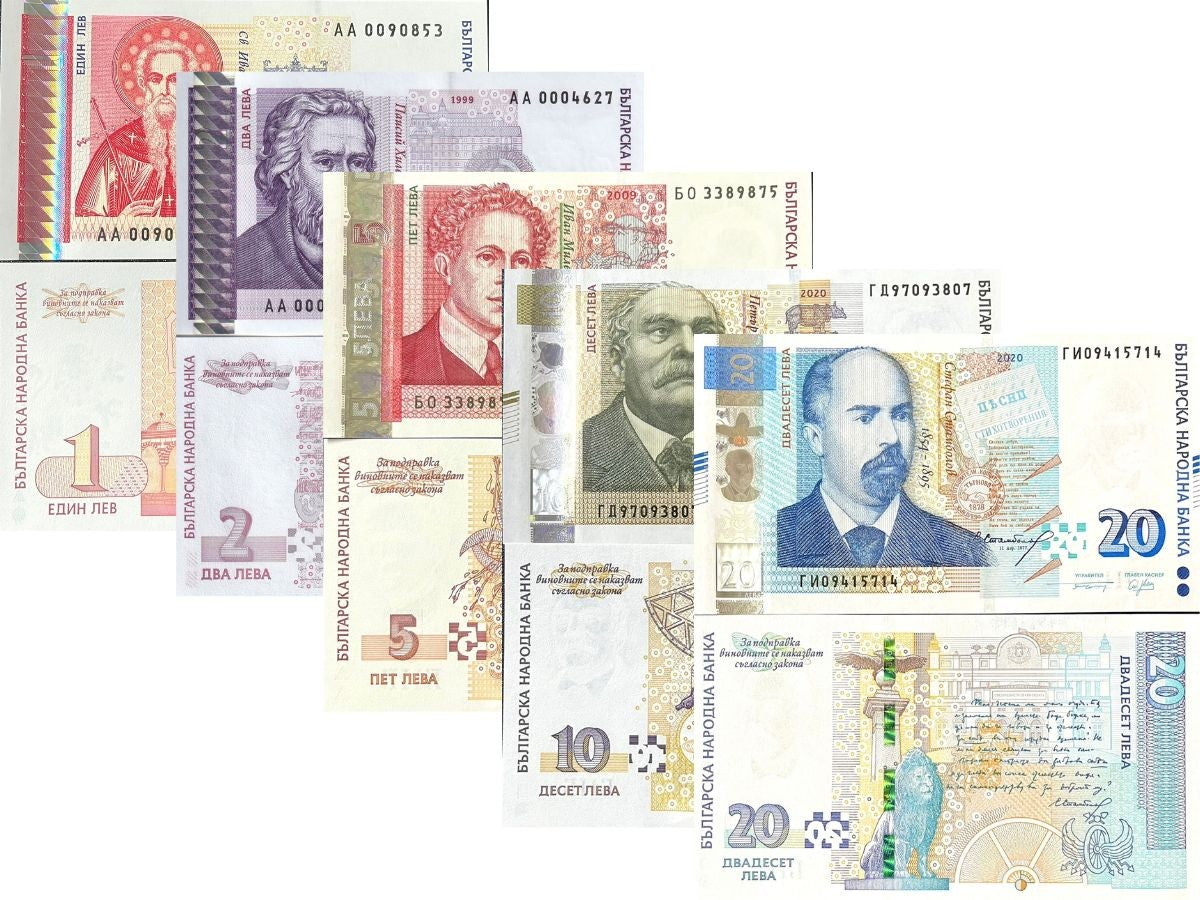 Bulgaria SET 5 Pcs 1 2 5 10 20 Leva Random Date P 114 115 116 117 118 UNC