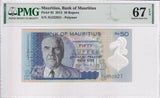 Mauritius 50 Rupees 2013 P 65 Polymer Superb Gem UNC PMG 67 EPQ