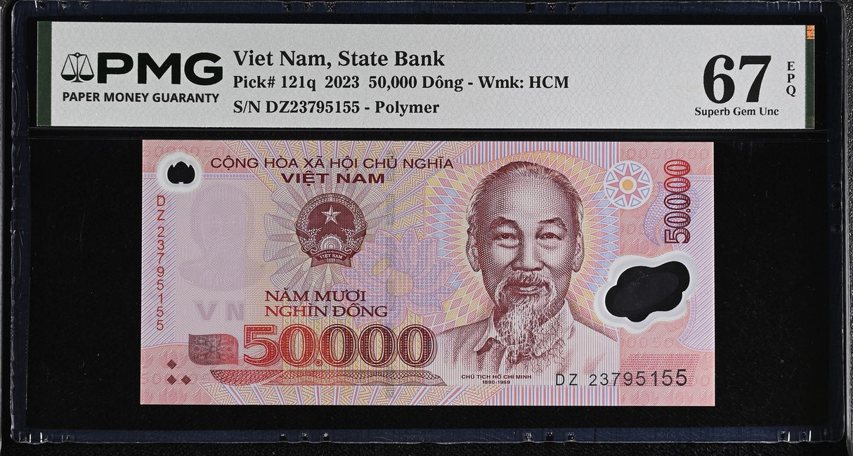 Vietnam 50000 Dong 2023 P 121 q Superb Gem UNC PMG 67 EPQ POLYMER