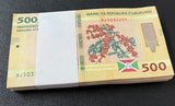 Burundi 500 Francs 2023 P 50 New Sign UNC LOT 100 PCS 1 BUNDLE