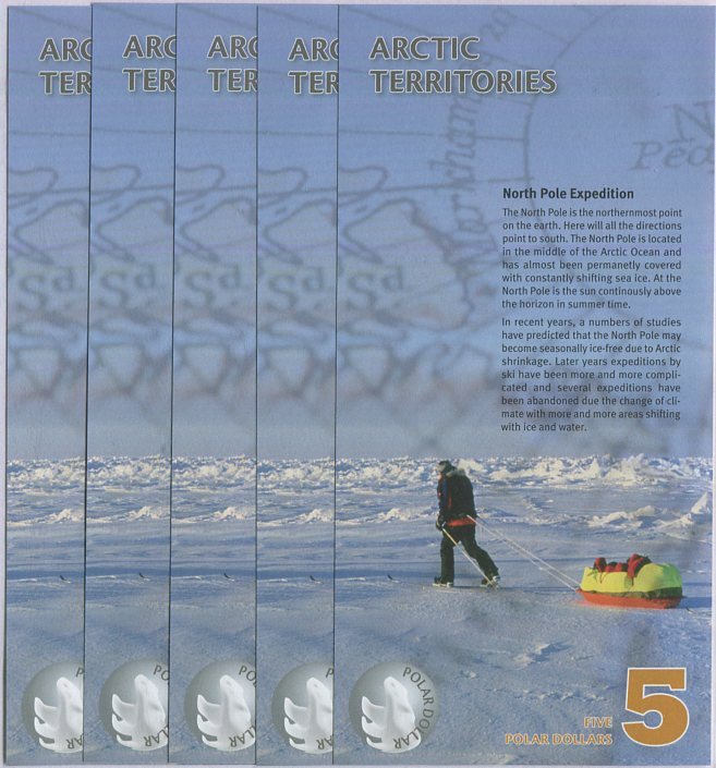 Arctic Territories 5 Dollars 2012 POLYMER MUSK UNC LOT 5 PCS