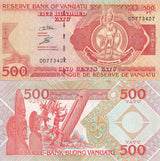 Vanuatu 500 Vatu ND 1993 (2006) P 5 c UNC ,Melanesian chief Log Drums