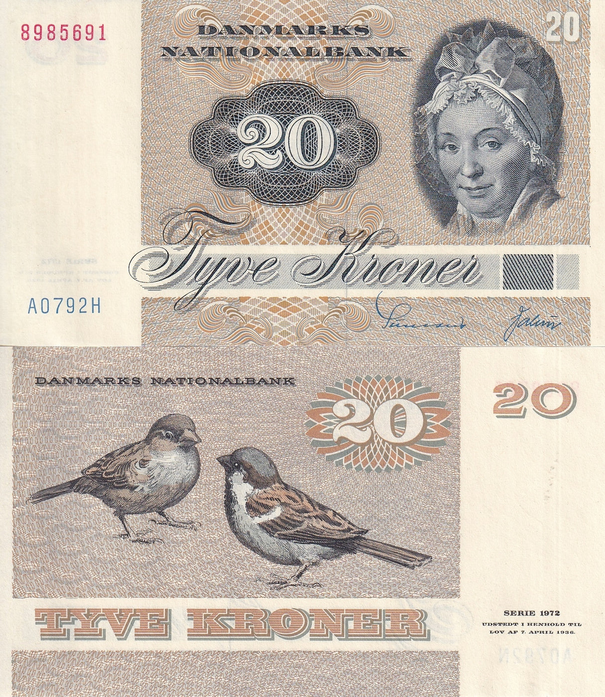 Denmark 20 Kroner 1979 Sign Sunesen & Valeur P 49 a UNC-