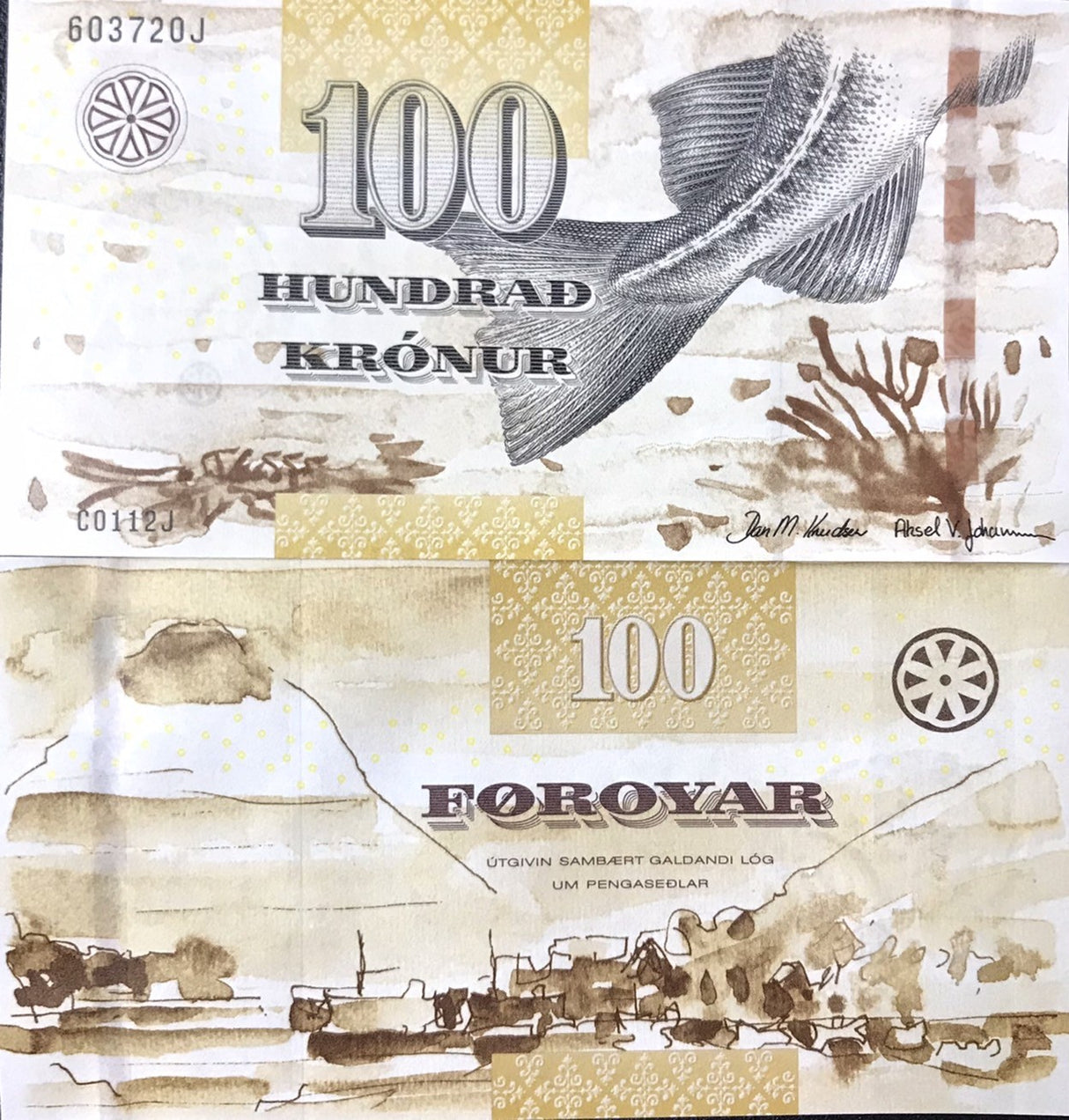 Faeroe Islands 100 Kronur 2011 P 30 UNC
