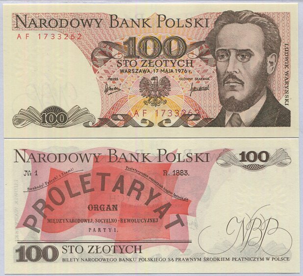 Poland 100 Zlotych 1976 P 143 b UNC ,Ludwik Warynski, Narodowy Bank Polski