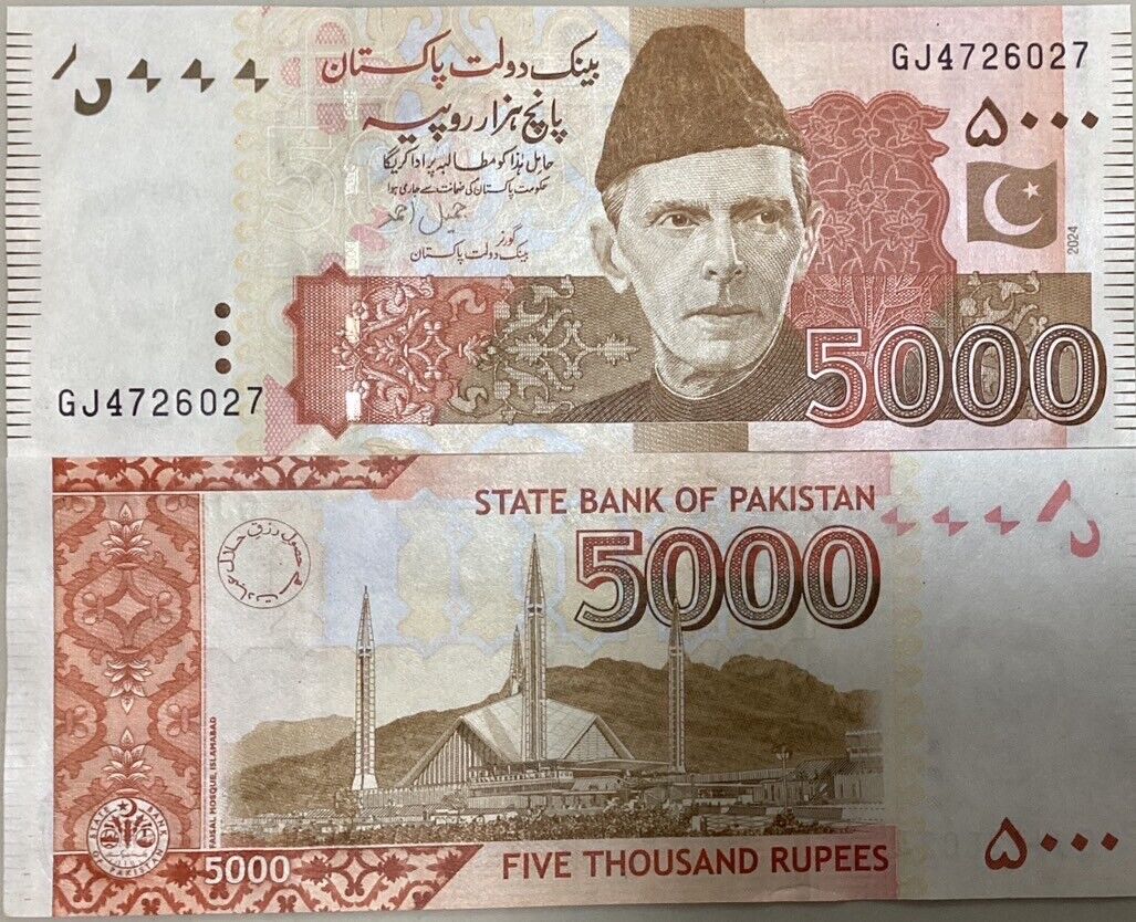 Pakistan 5000 Rupees 2024 P 51 New sign UNC