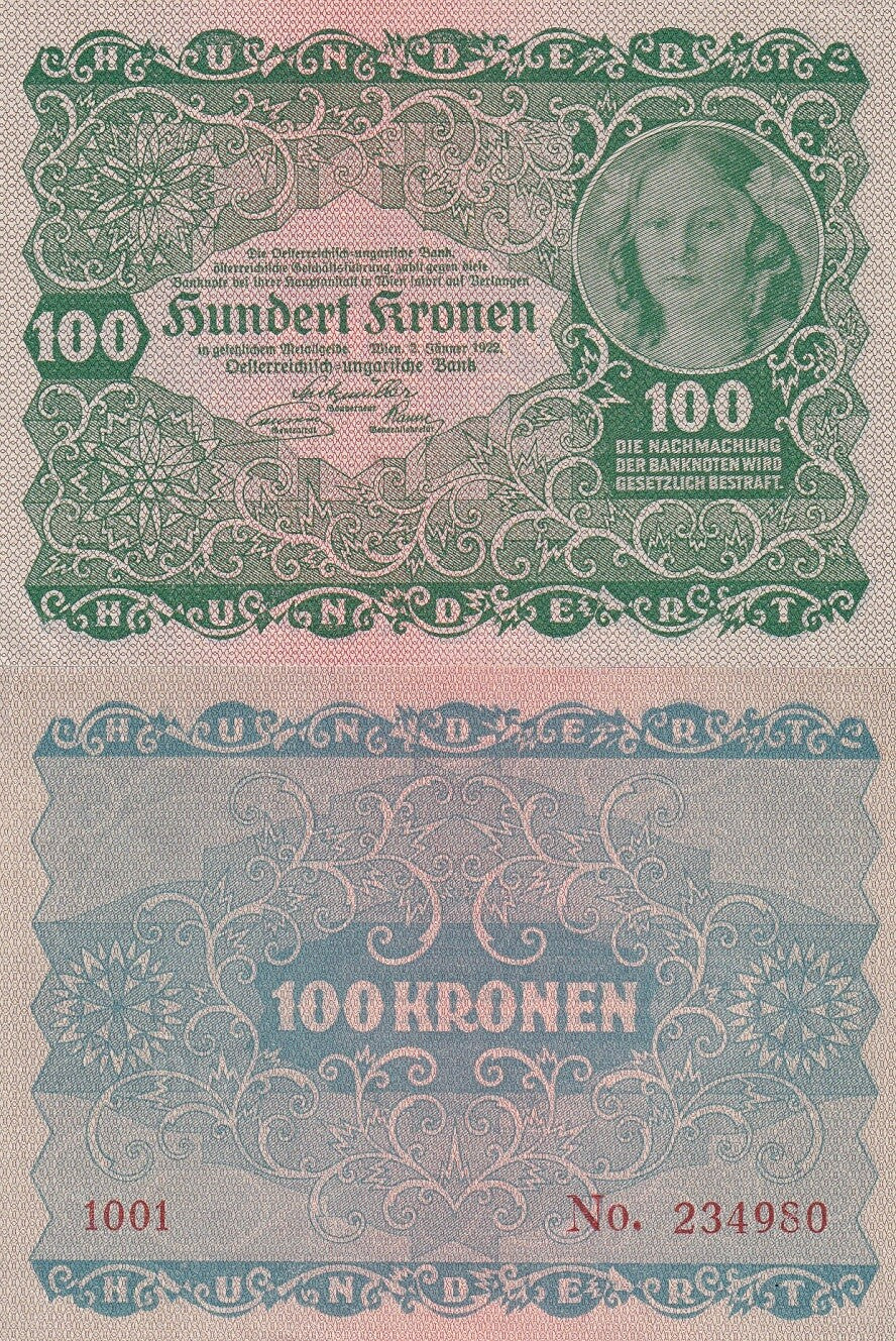 Austria 100 Kronen 1922 P 77 AUnc , Oesterreichisch-ungarische Bank