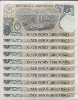 Argentina 5 Pesos ND 1983 P 312 UNC Lot 10 PCS ,Monumento a la Bandera