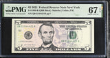 United States 5 Dollars Usa 2021 P 551 B New York Superb Gem UNC PMG 67 EPQ